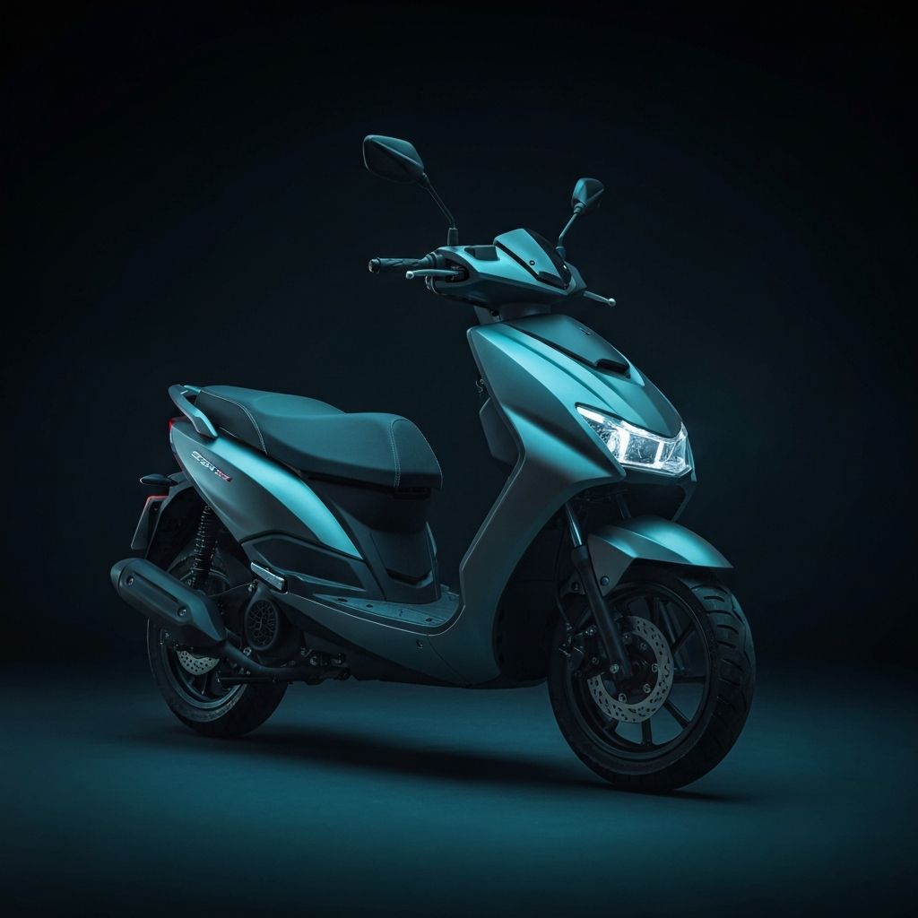 Moderne scooter i dramatisk belysning